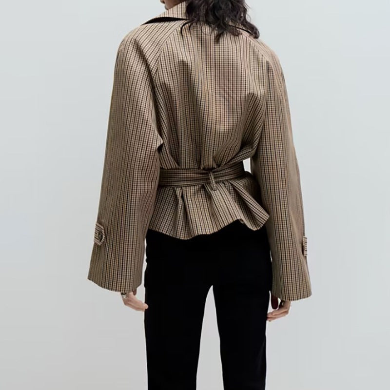 Elara Belted Check Trench