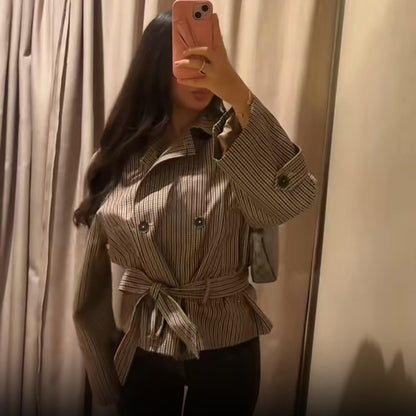 Elara Belted Check Trench